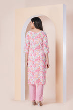Pink Floral Printed Kurti with Pant