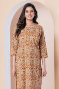Mustard Paisley Printed Kurti with Pants Set