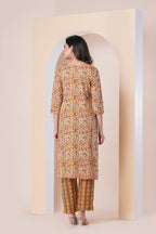 Mustard Paisley Printed Kurti with Pants Set