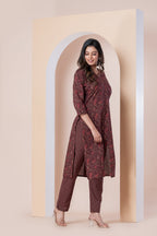Maroon Paisley Printed Kurti with Pants Set