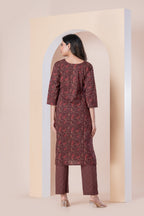 Maroon Paisley Printed Kurti with Pants Set