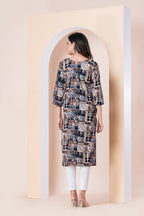 Multicolor Abstract Printed Straight Kurti