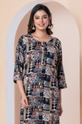 Multicolor Abstract Printed Straight Kurti