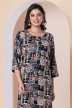 Multicolor Abstract Printed Straight Kurti
