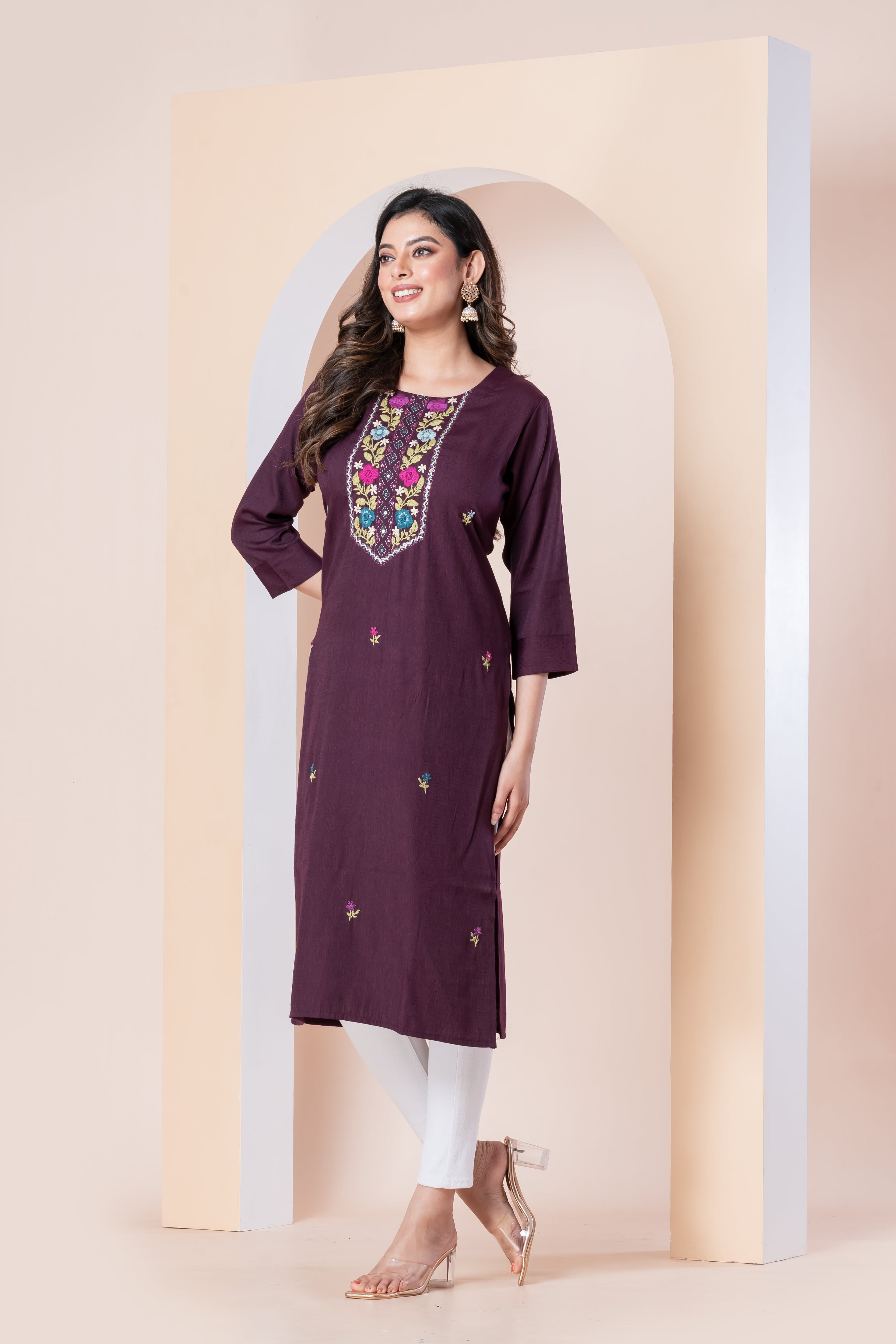 WineEmbroidered Straight