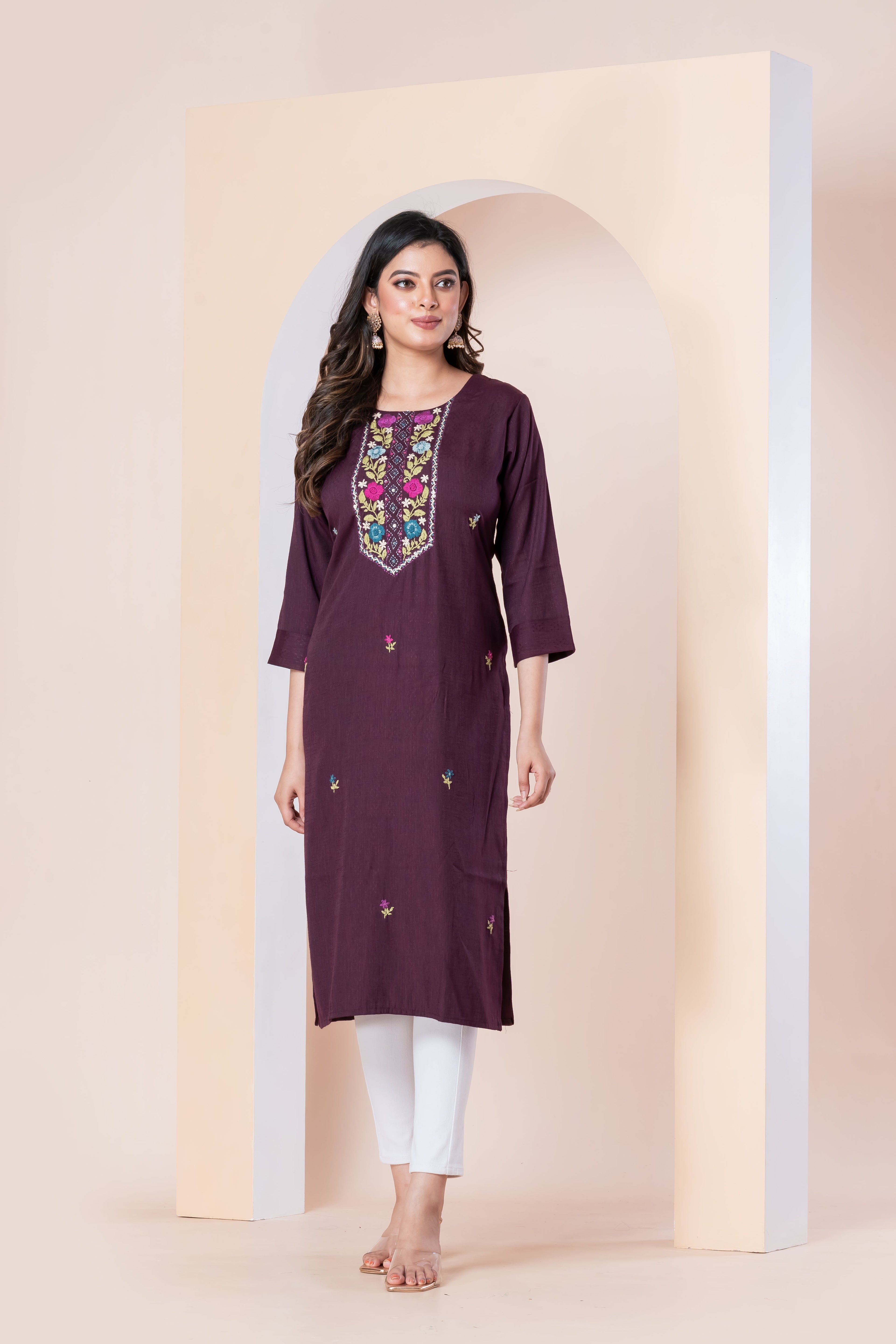 WineEmbroidered Straight