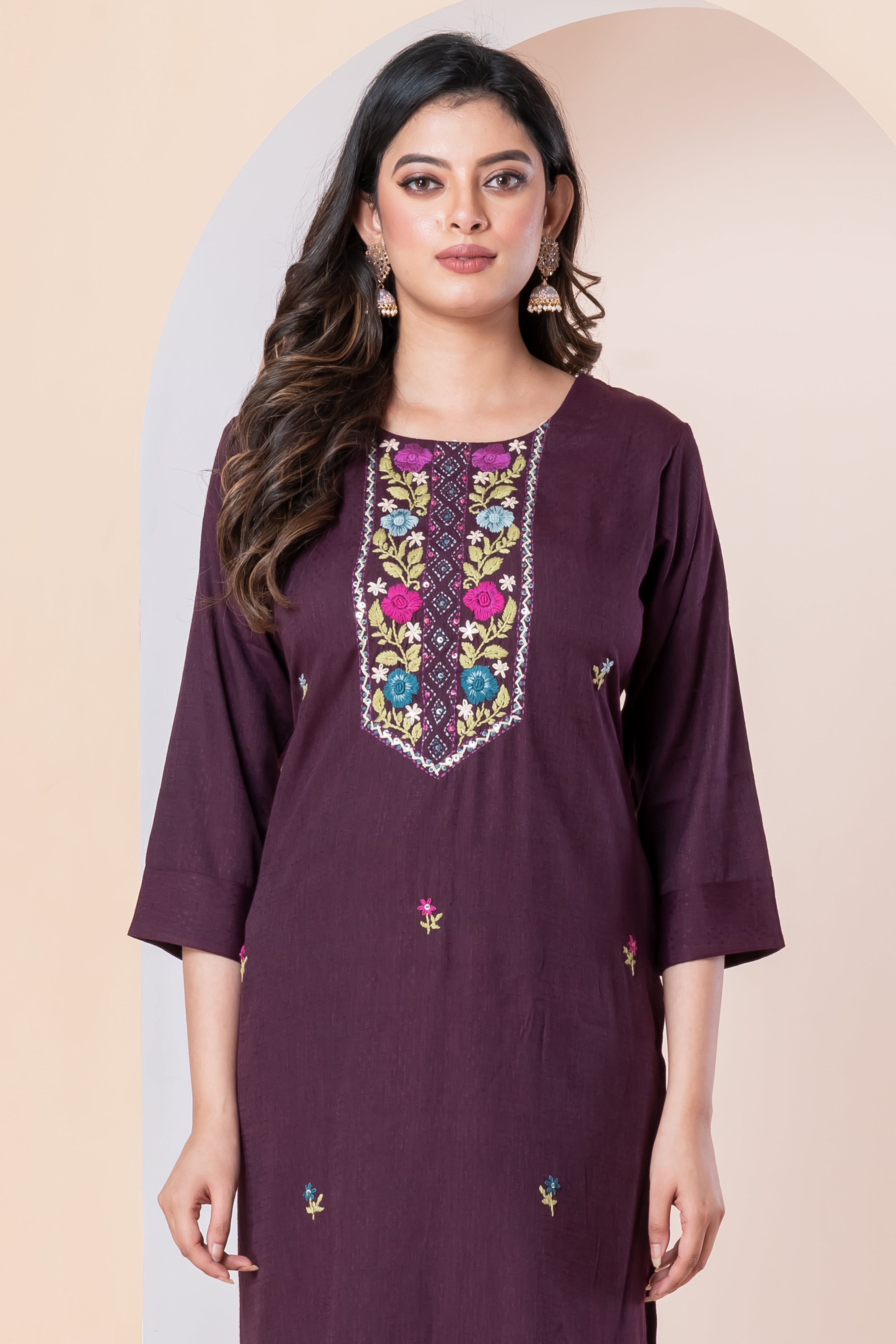 WineEmbroidered Straight