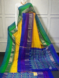 Pure Ikkat Silk Saree with Dual Contrast Border | Traditional Festive Wear