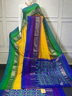 Pure Ikkat Silk Saree with Dual Contrast Border | Traditional Festive Wear