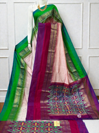 Pure Ikkat Silk Saree with Dual Contrast Border | Traditional Festive Wear