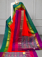 Pure Ikkat Silk Saree with Dual Contrast Border | Traditional Festive Wear