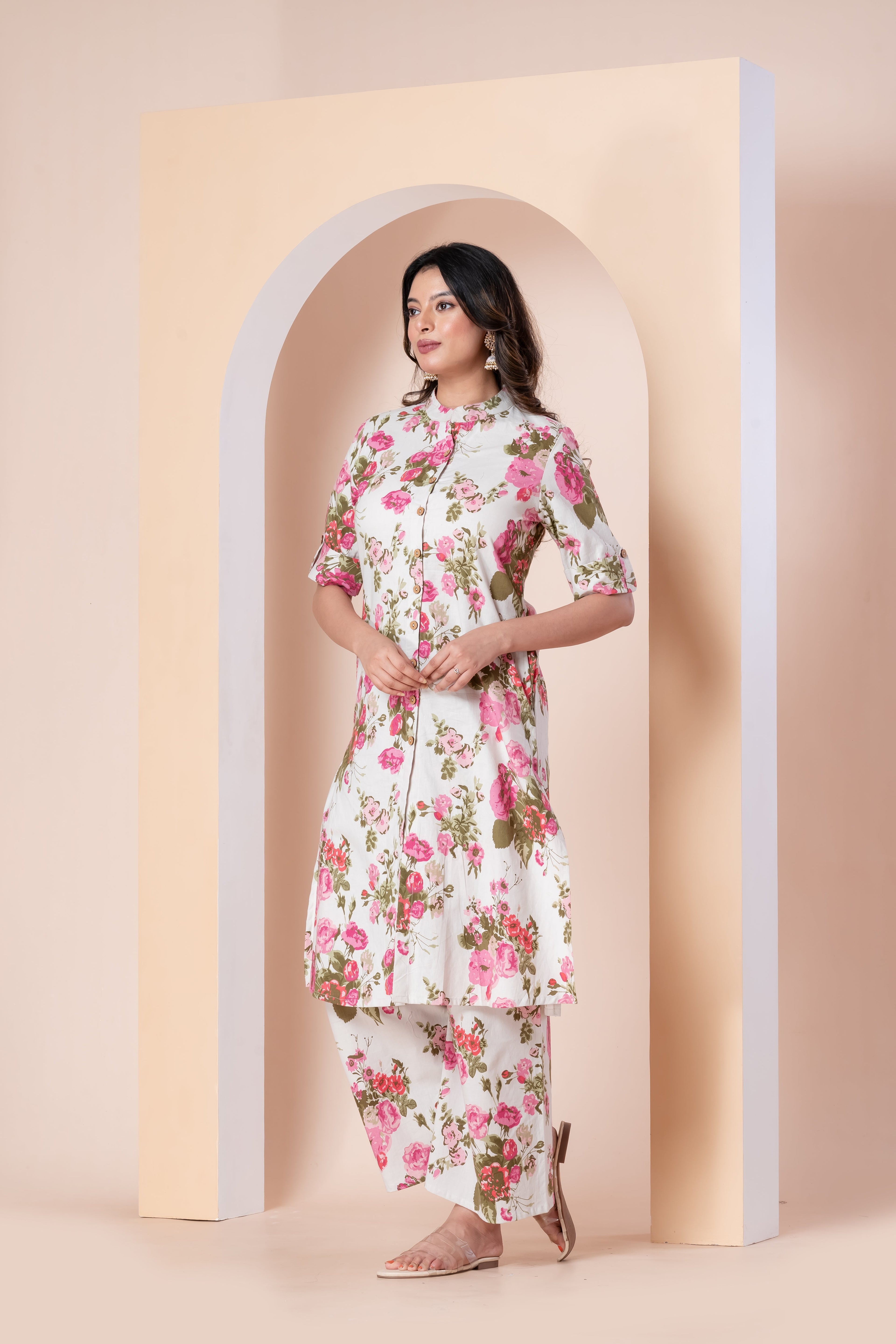 Floral Printed Straight Kurta Set with Palazzo