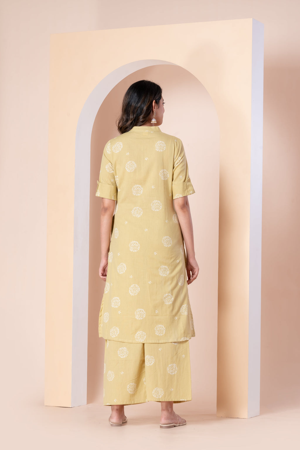 Mustard Yellow Printed Kurti Set with Pant