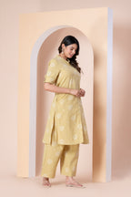 Mustard Yellow Printed Kurti Set with Pant