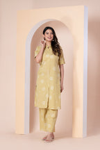 Mustard Yellow Printed Kurti Set with Pant