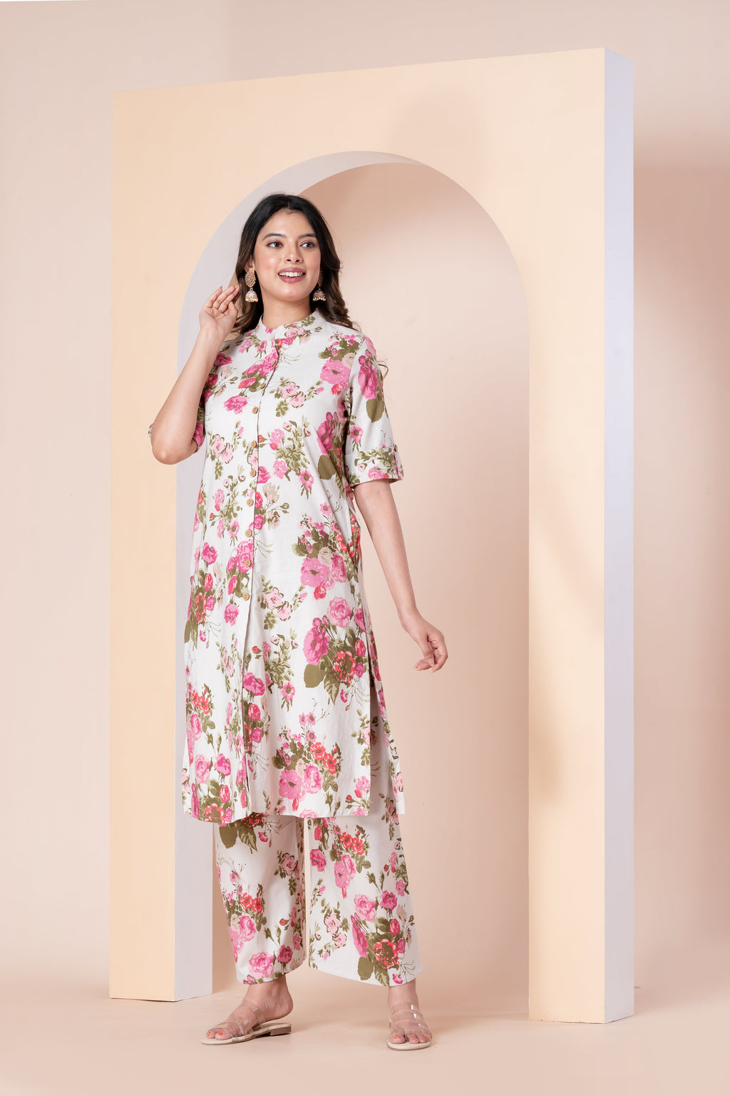 Floral Printed Straight Kurta Set with Palazzo