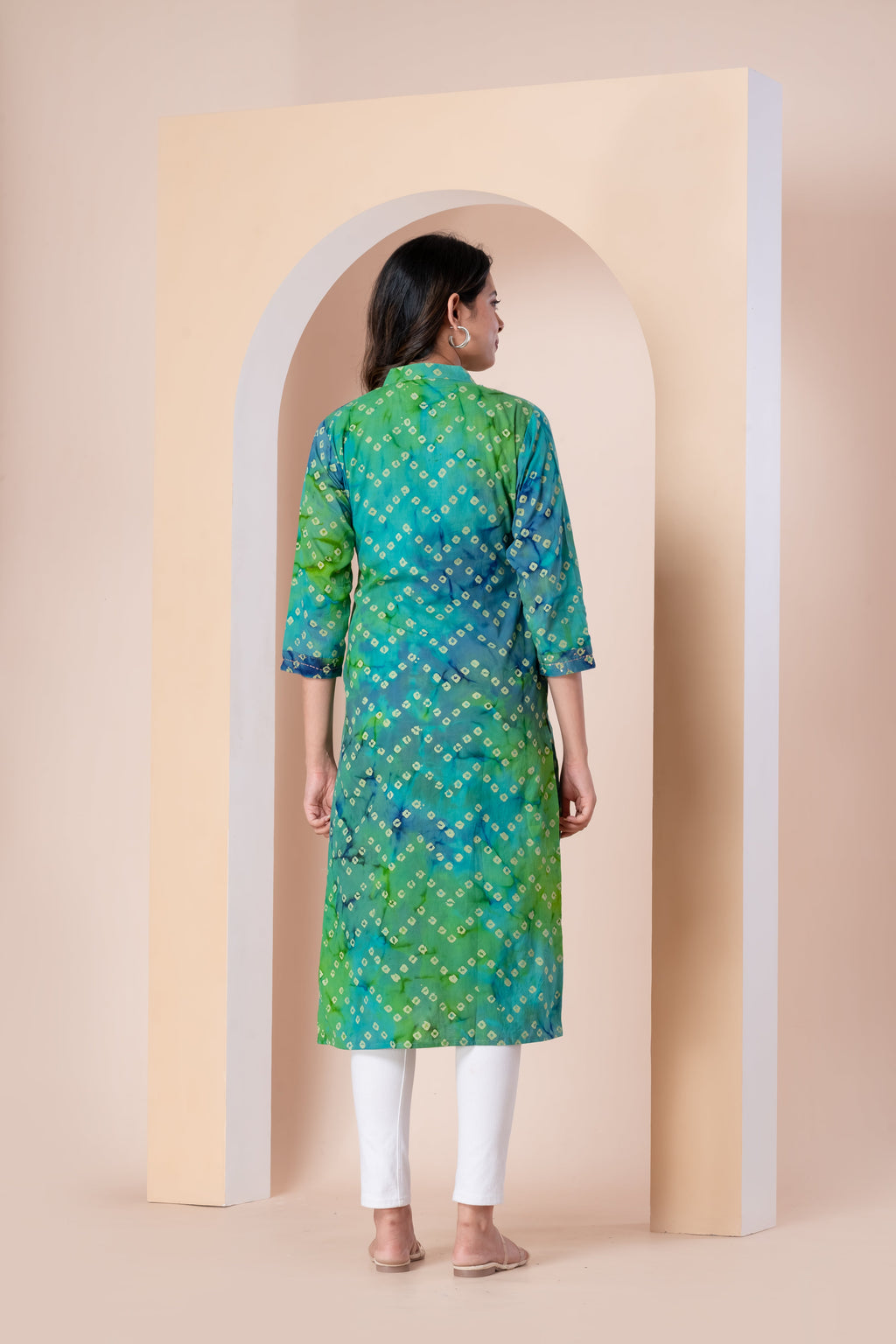 Green & Blue Bandhani Kurta