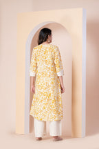 Yellow Floral Printed A-Line co ords Set
