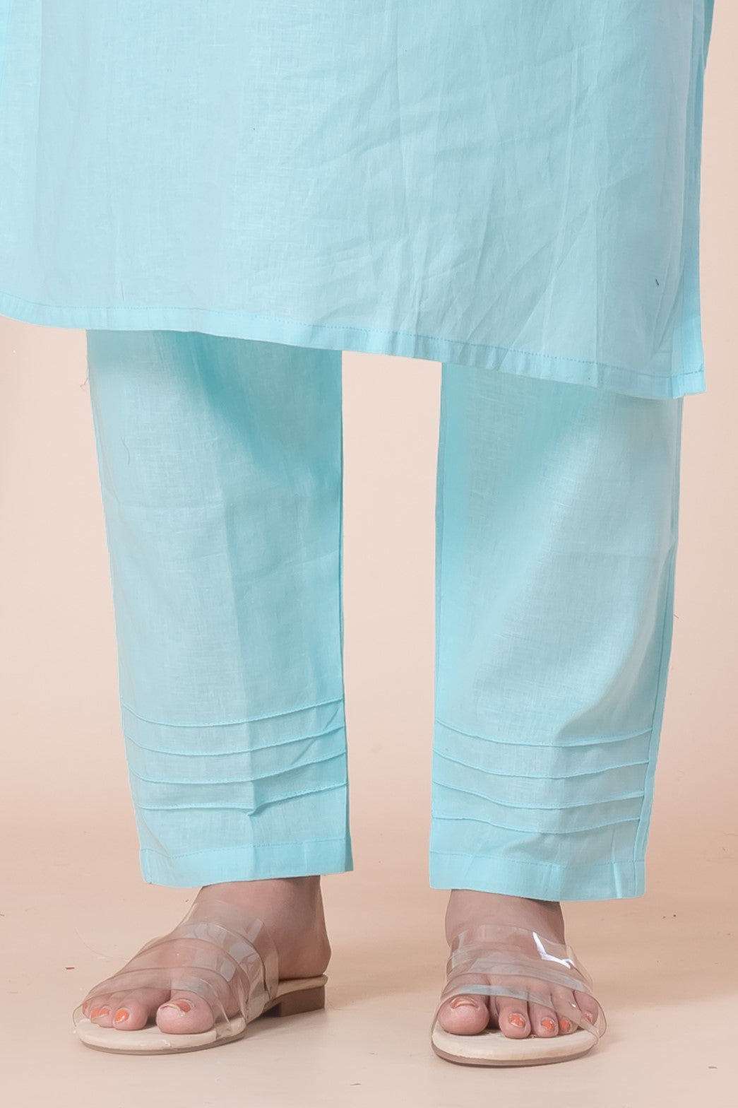 Sky Blue Embroidered Kurta Set with Straight Pants
